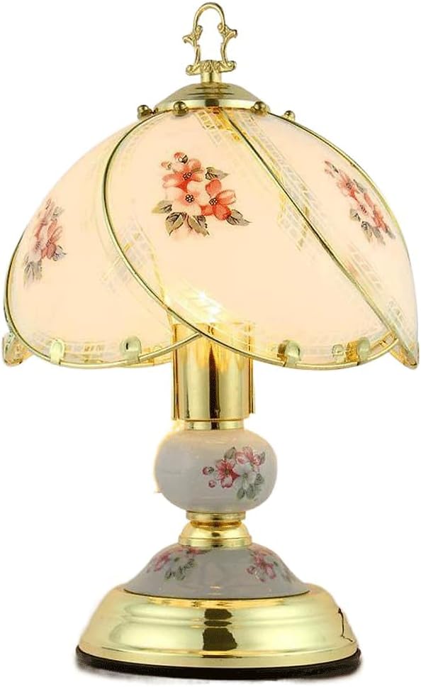 Kitchen Faucet 14.57 Inch Vintage Glass Table Lamp with Button and E26 Socket Decorative Desk Light for Bedroom Living Room Office Reading Nook Side Table and Home Lighting
