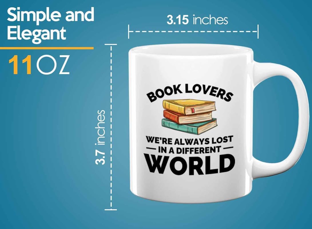 Book Lover Coffee Mug 11oz White - Always lost in - Gift For Poets Bookish People Bibliophile Librarian Book Club Reader