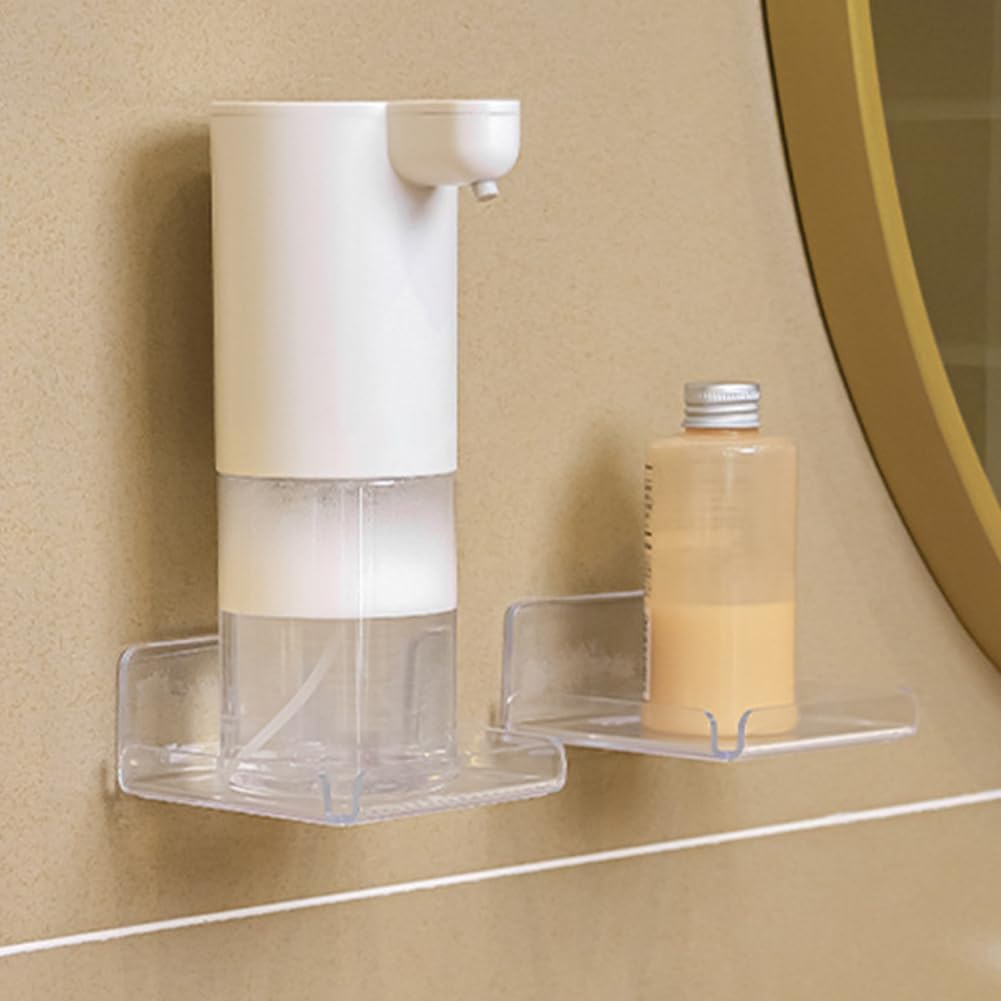 2 Pack Acrylic Floating Shelves, Clear Wall-Mounted Shelves Adhesive Wall Shelf No Drill Display Shelf for Book Picture, Plant, Easily Expand Wall Space for Bathroom Office Home