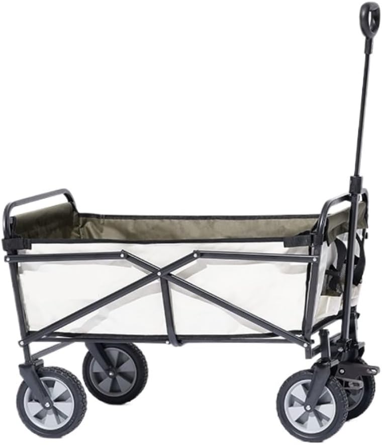 Portable Camping Cart,Outdoor Beach Trolley Cart with Brake Portable Folding Camping Car for Outdoor Activities (White)