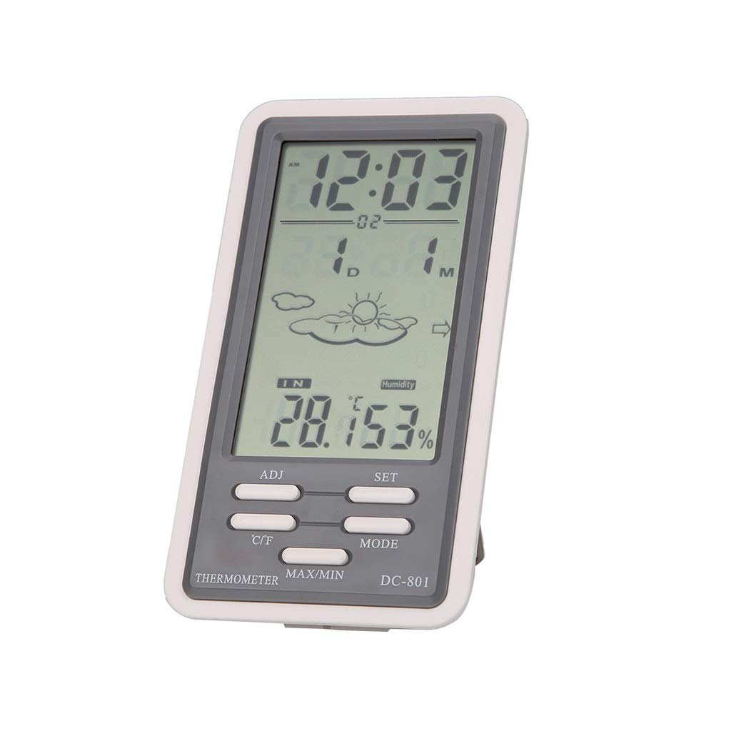 DC801 Large LCD Digital Indoor/Outdoor Temperature Thermometer Hygrometer Humidity Meter Clock