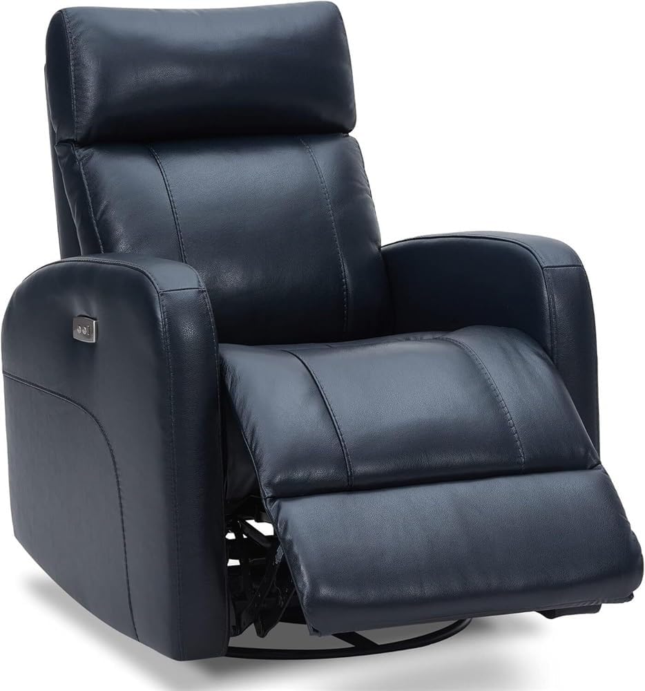 Electric Power Swivel Glider Recliner Chair with USB Charging Port, Adjustable Leather Lounge Chair for Living Room & Nursery, Modern Ergonomic Recliner with Smooth Rotation