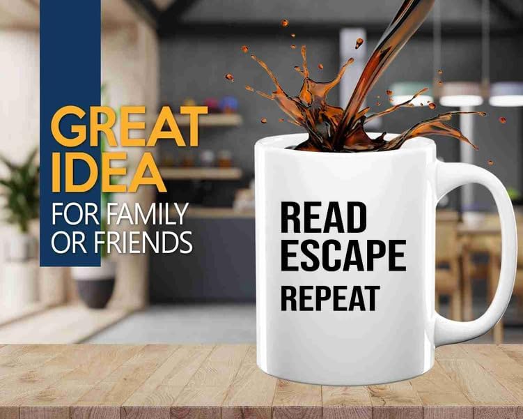 Book Lover Coffee Mug 11oz White -read escape repeat - Book Lovers Gifts Book Reader Gifts Book Club Gifts Book Reading Cup Reading Gifts