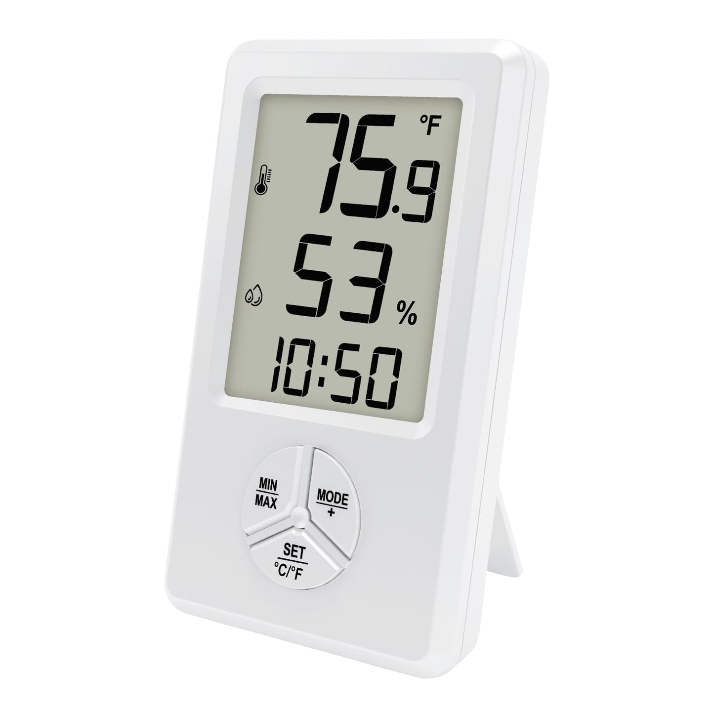 Urageuxy Digital Hygrometer Indoor Thermometer Humidity Meter with Temperature and Humidity Room Thermometer with Time Alarm Clock for Home, Bedroom, Baby Room, Office, Greenhouse, Cellar