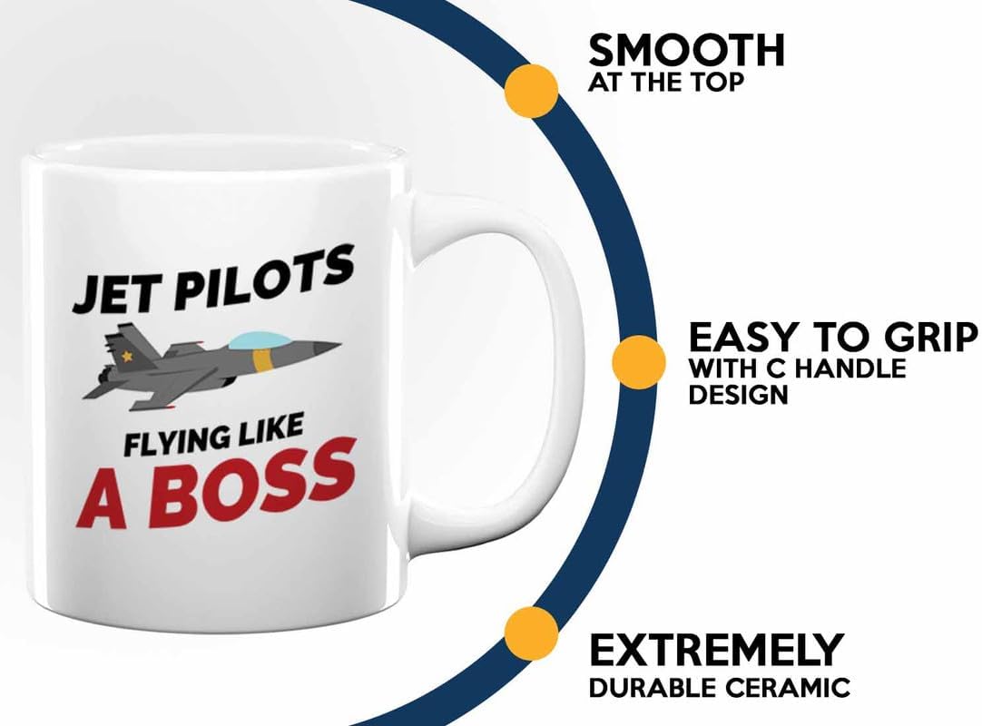 Jet Pilot Coffee Mug 11oz White - Flying like a boss - Pilot Gifts Airplane Flying Captains Aviator Airline Aviation