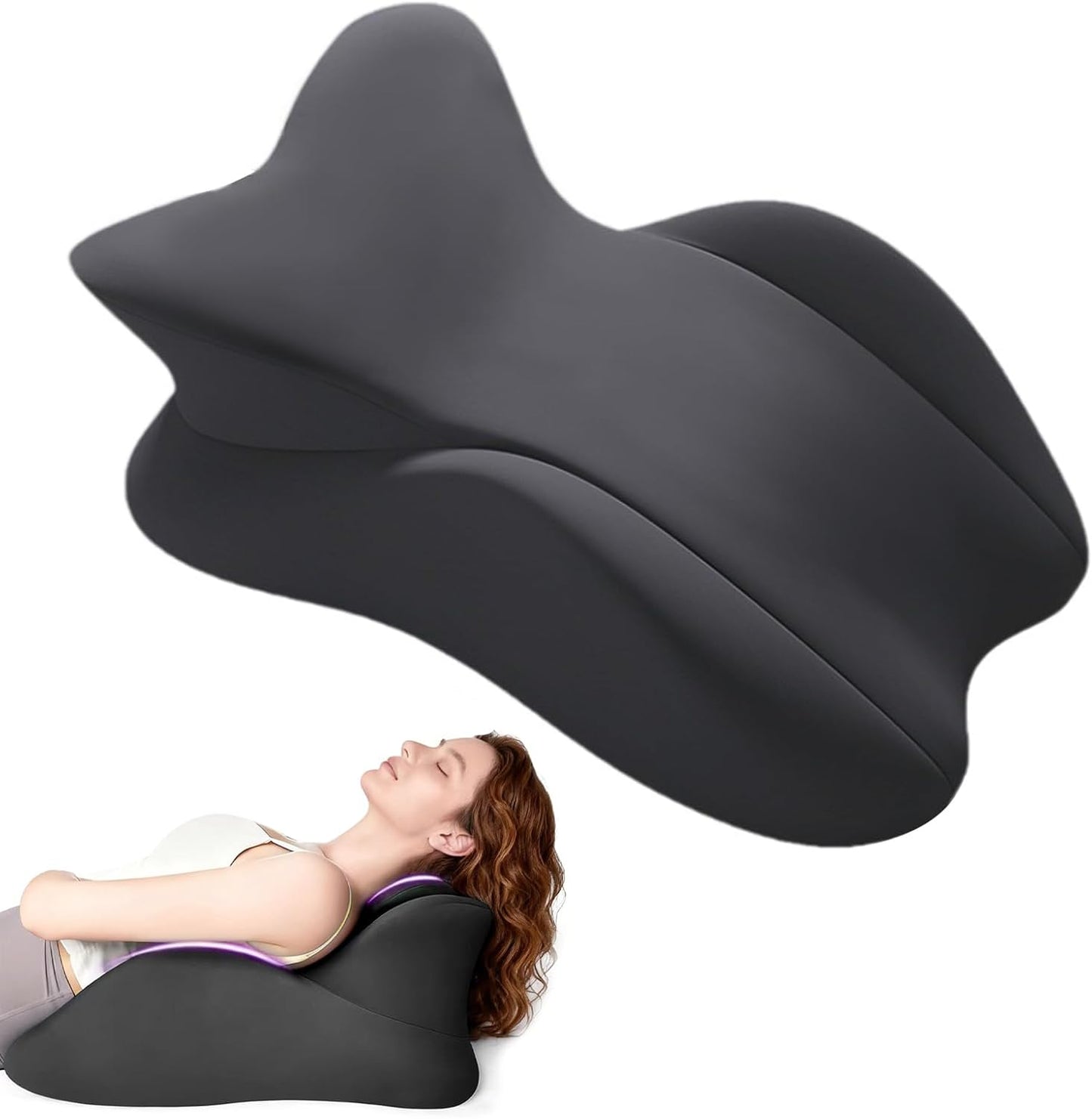 Memory Foam Pillow, Couples Pillow for Sleeping, Reading Pillow for Bed, Ergonomic Support for Back Pain, Acid Reflux & Sitting Up, Ideal for Massage, with Removable Cover (Size 22.8*14.8*9 inch)