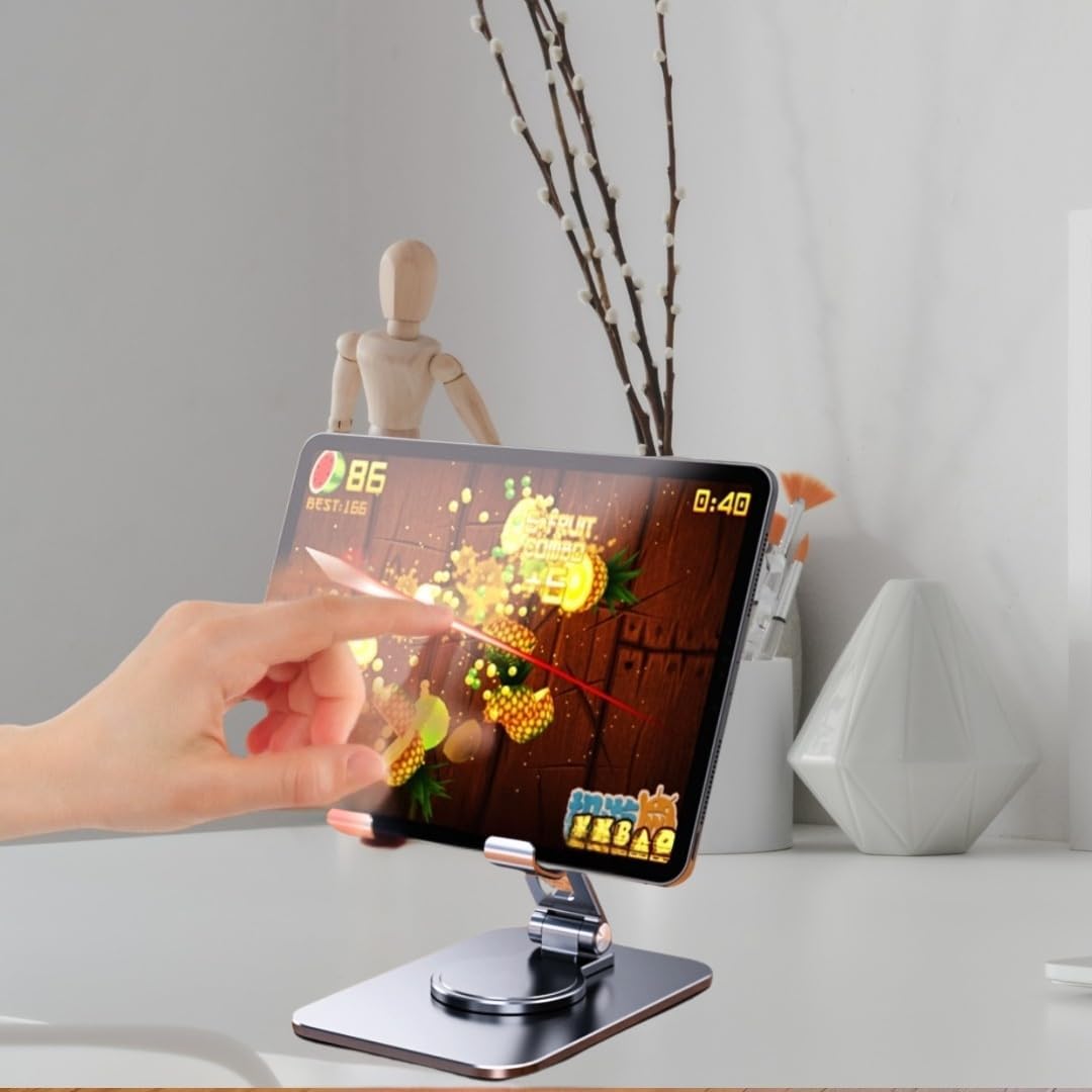 Premium 360° Adjustable Desk Stand for Phones & Tablets – Foldable, Ergonomic Holder with Multi-Angle & Height Adjustment, Anti-Slip Design for 4-12” Devices, Durable & Portable