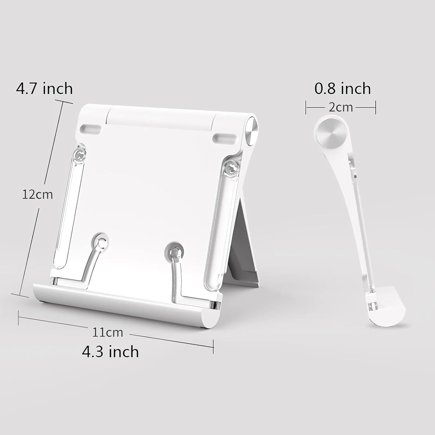 Book Stands and Holders for Reading Portable Reading Stand, 4 x 5 inch Mini Folding Stand Holder with Adjustable Angle for Tablet Smartphone Textbook Cookbook Document for Kitchen and Office (White )
