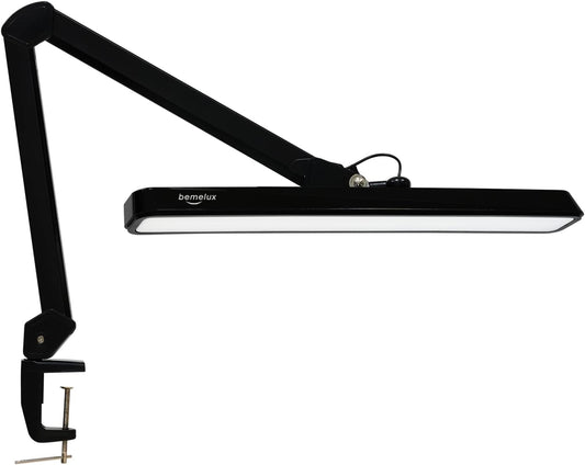 LED Architect Desk Lamp with Clamp, Metal Swing Arm 2000 Lumens Dimming Office Table Lamp for Task Work Drafting Reading Desktop, 234 LEDs,24W,5 Color Temperatures Workbench Lamp(Black, 24CCT)