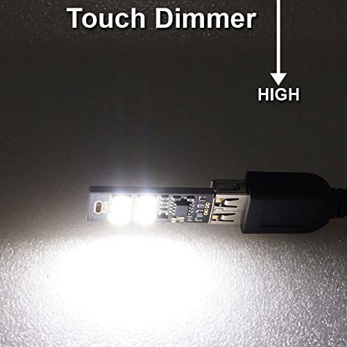 Yitee 5pcs LED Circuit Boards USB Light Keychain Super Bright 6 LEDs Mini USB Light Lamp with Smart Touch Electrodeless Dimming Switch for Laptop Keyboard Light(Warm White), Qty:5