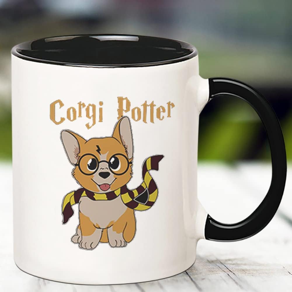Fonhark Corgi Potter Mug - Dog Mom Dad, Corgi Lover, 11 Oz Novelty Coffee Mug/Cup