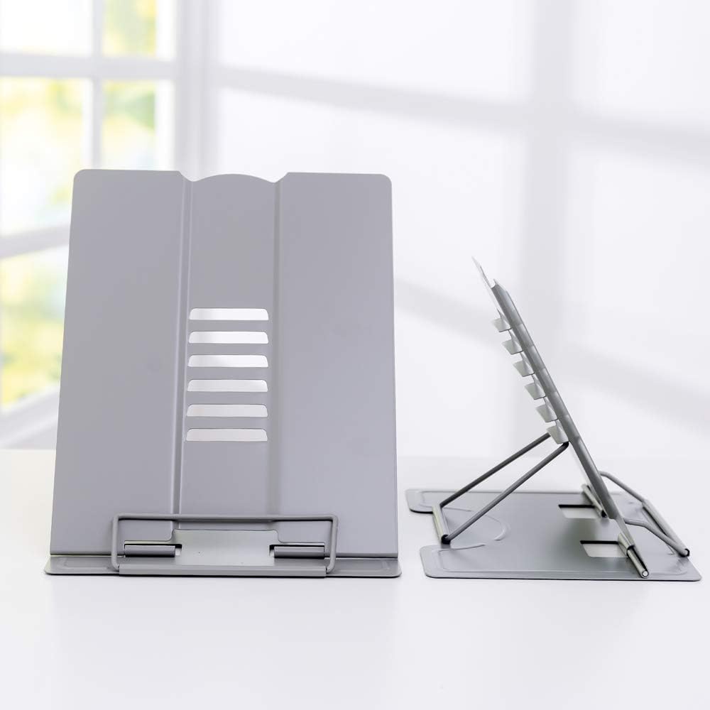 Citmage Desk Book Stand Document Holder Heavy Duty Metal Reading Stand with Book Magazine Menu iPad Music Score Speech Draft with 6 Adjustable Positions(Grey)