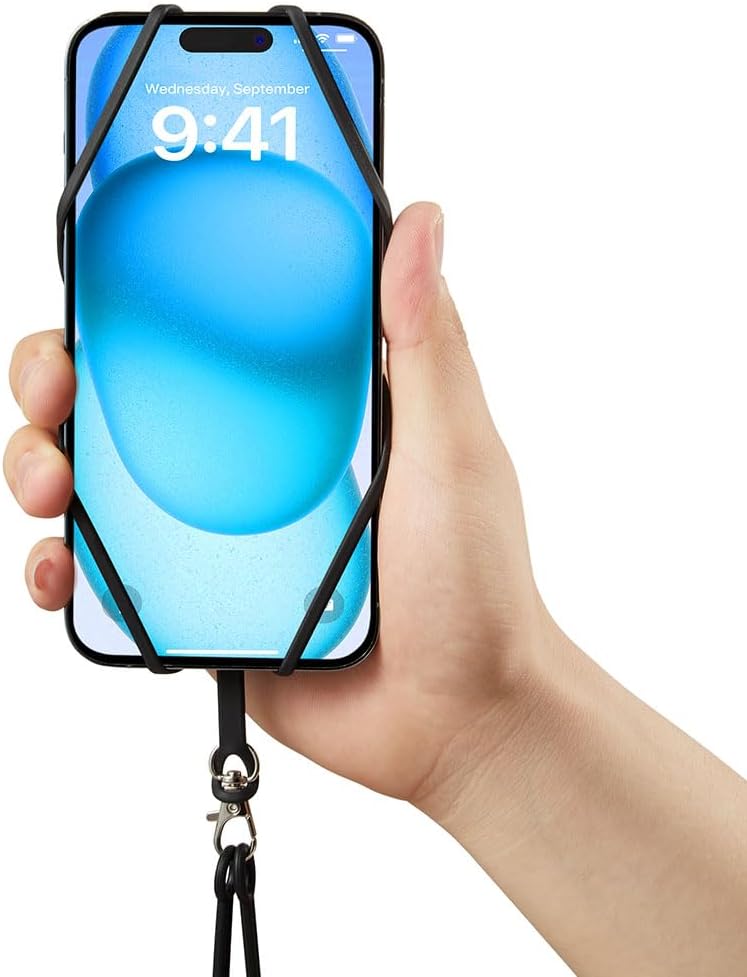 2 Packs Cell Phone Lanyard Crossbody Adjustable Neck Phone Holder with Card Pocket, Universal Silicone Neck Strap Phone Lanyards for Around the Neck Compatible with Most Smartphones