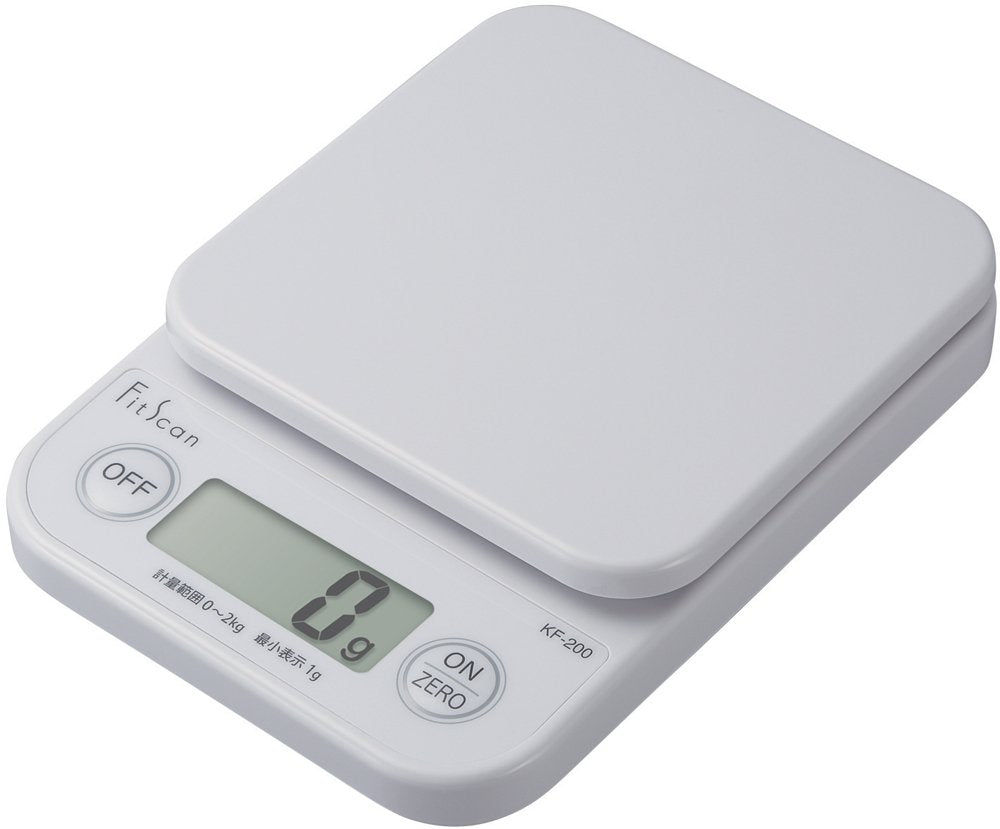 Tanita KF-200 WH Cooking Scale, Kitchen Scale, Digital Cooking, 4.4 lbs (2 kg), 0.4 oz (1 g) Unit, White