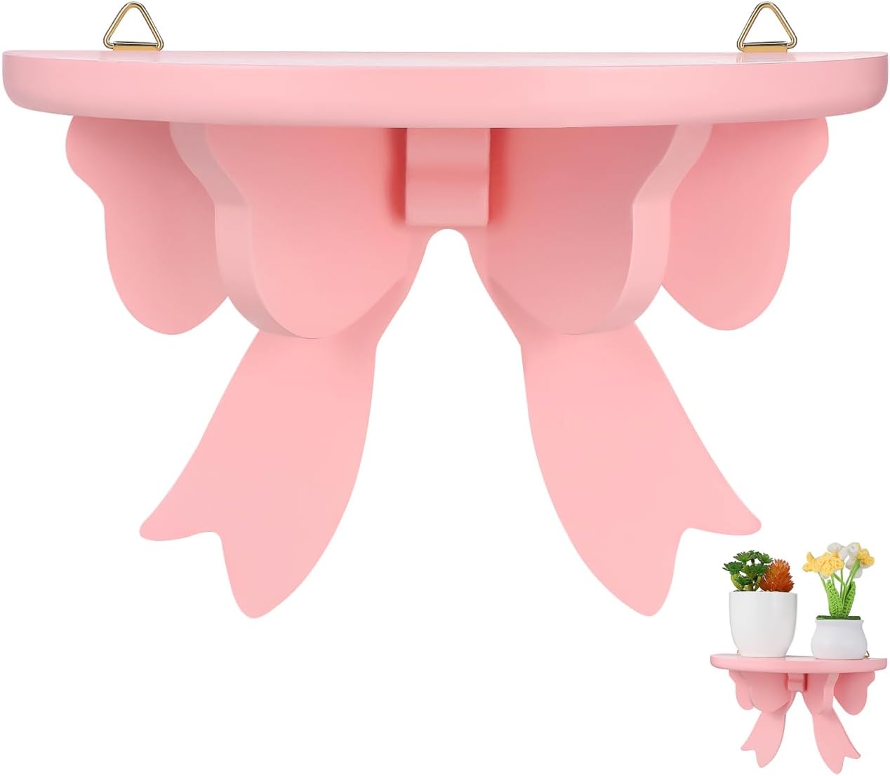 Cabilock Pink Wood Floating Shelf 7.87X5.11X3.93 Inch Wall Mounted Partition Rack Organizer for Bedroom Bathroom Kitchen Living Room Decoration