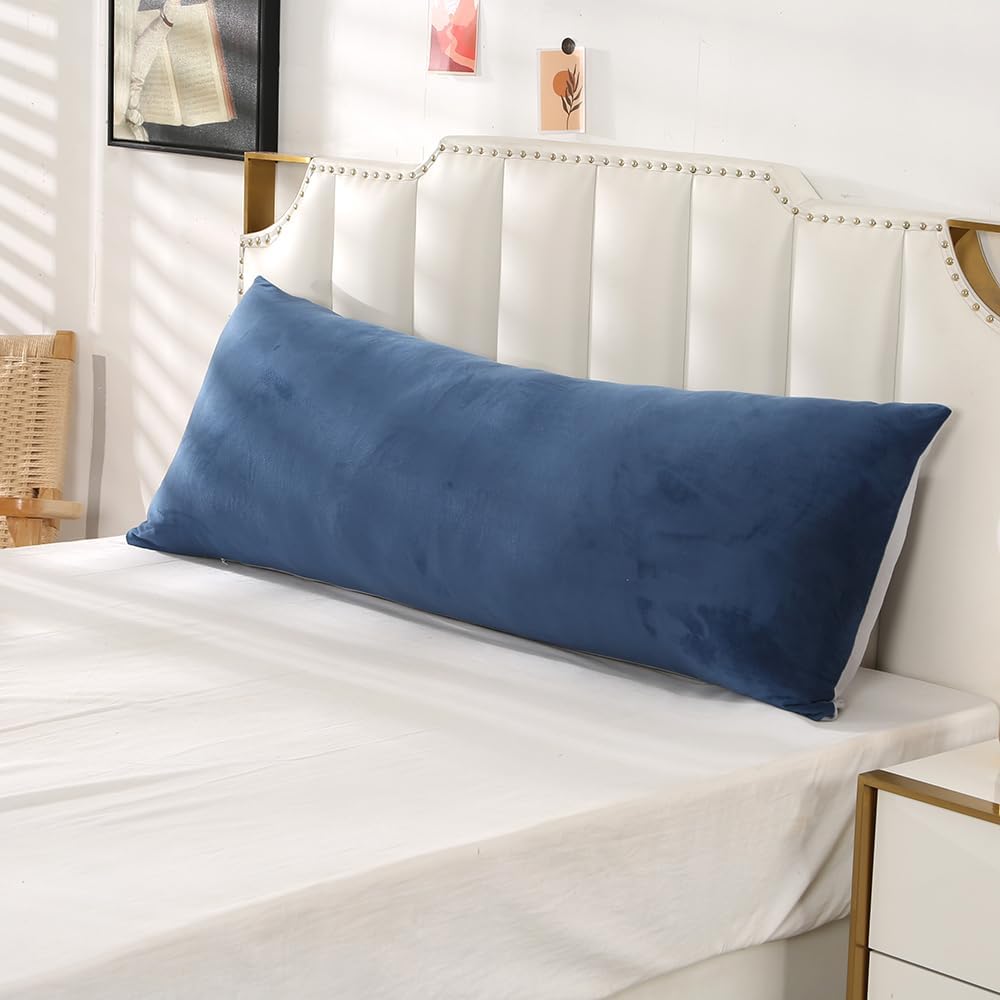 ele ELEOPTION Rectangular Pregnancy Pillow for Sleeping Pregnant Women Bed Head Pillow Support for Back, with Detachable and Adjustable Cover 20 * 55in Blue Gray