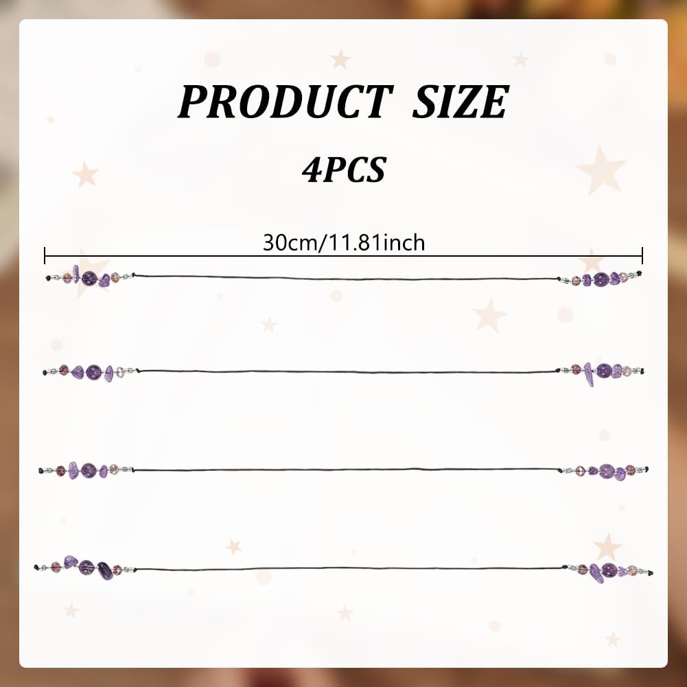 FINGERINSPIRE 2 Pcs Amethyst Beaded Bookmark 11.8 Inch Long Natural Amethyst & Dark Orchid Glass Beads Bookmarks