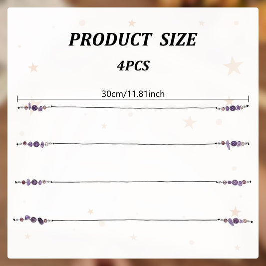 FINGERINSPIRE 2 Pcs Amethyst Beaded Bookmark 11.8 Inch Long Natural Amethyst & Dark Orchid Glass Beads Bookmarks