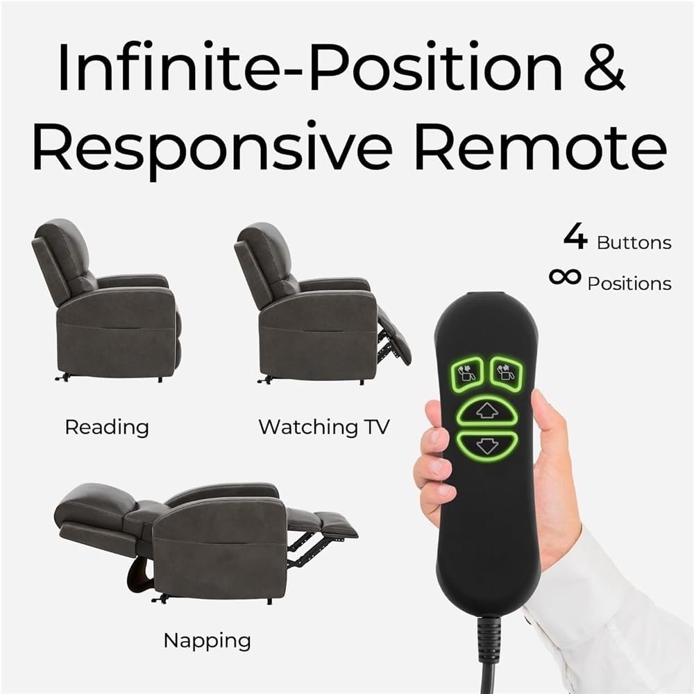 Dual Motor Power Lift Recliner Chair for Elderly Adults with Massage Heat Lay Flat Infinite Position Leather Reclining Sofa USB Ports Comfortable Living Room Furniture