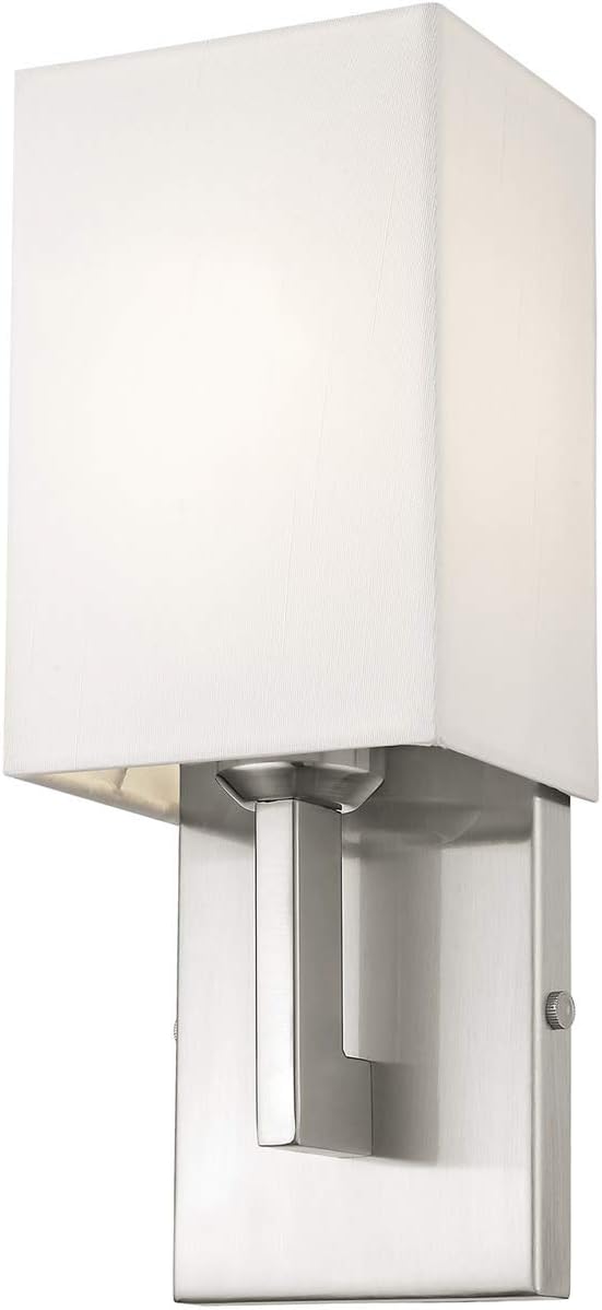 Livex Lighting 51101-91 Transitional One Light Wall Sconce from Hollborn Collection in Pwt, Nckl, B/S, Slvr. Finish, Brushed Nickel