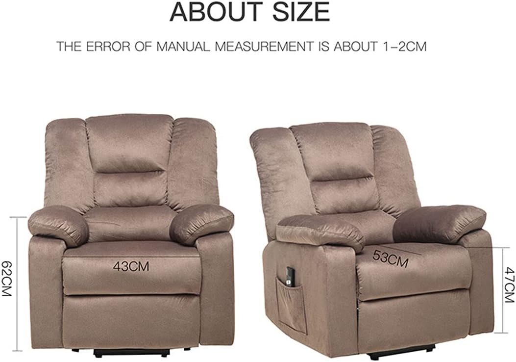 Power Lift Recliner Chair for Elderly - Fabric Sofa Living Room Chair Single Reading Chair with Side Pocket Ergonomic Lounge Chair with Remote Control Home Theater Seat