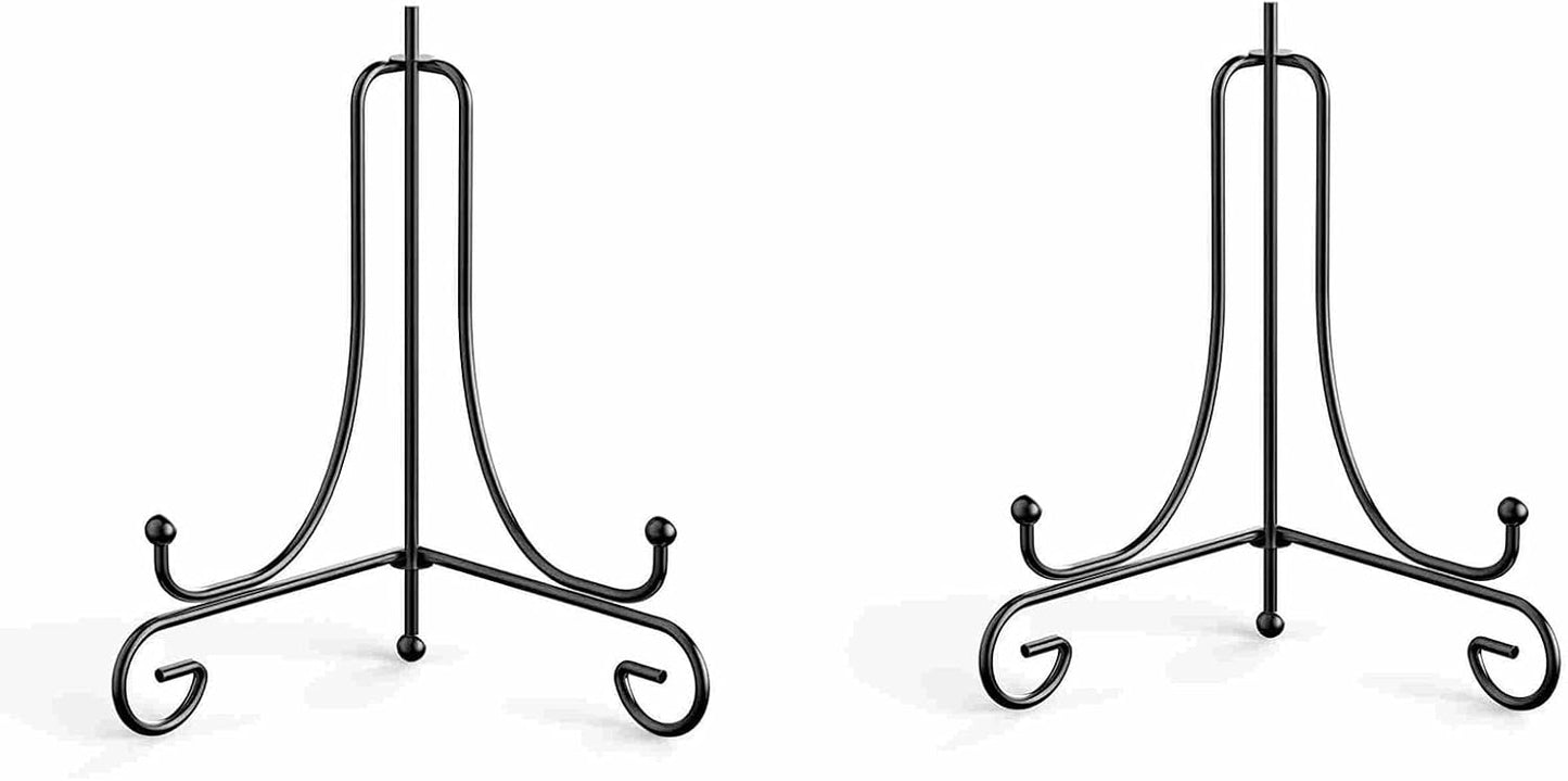 skrnrhrery Iron Display Stand, 2 Pcs Black Plate Stands, for Frames, Decorative BoardPictures, Books, Artworks (4 in)