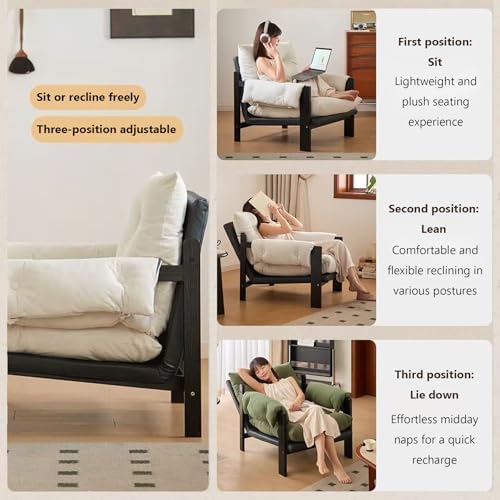 Modern Comfy Accent Chair, Adjustable Corduroy Lounge Chair for Living Room, Bedroom, Office & Balcony, 3-Position Backrest (27.56" x 29.53" x 34.25")