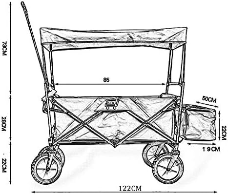 Generic Foldigarden Trolley Cart with Canopy Heavy Duty Wagon Children's Luggage Cart Portable Shoppicart for Outdoor Campipush-Pull Cart, Load: 80Kg