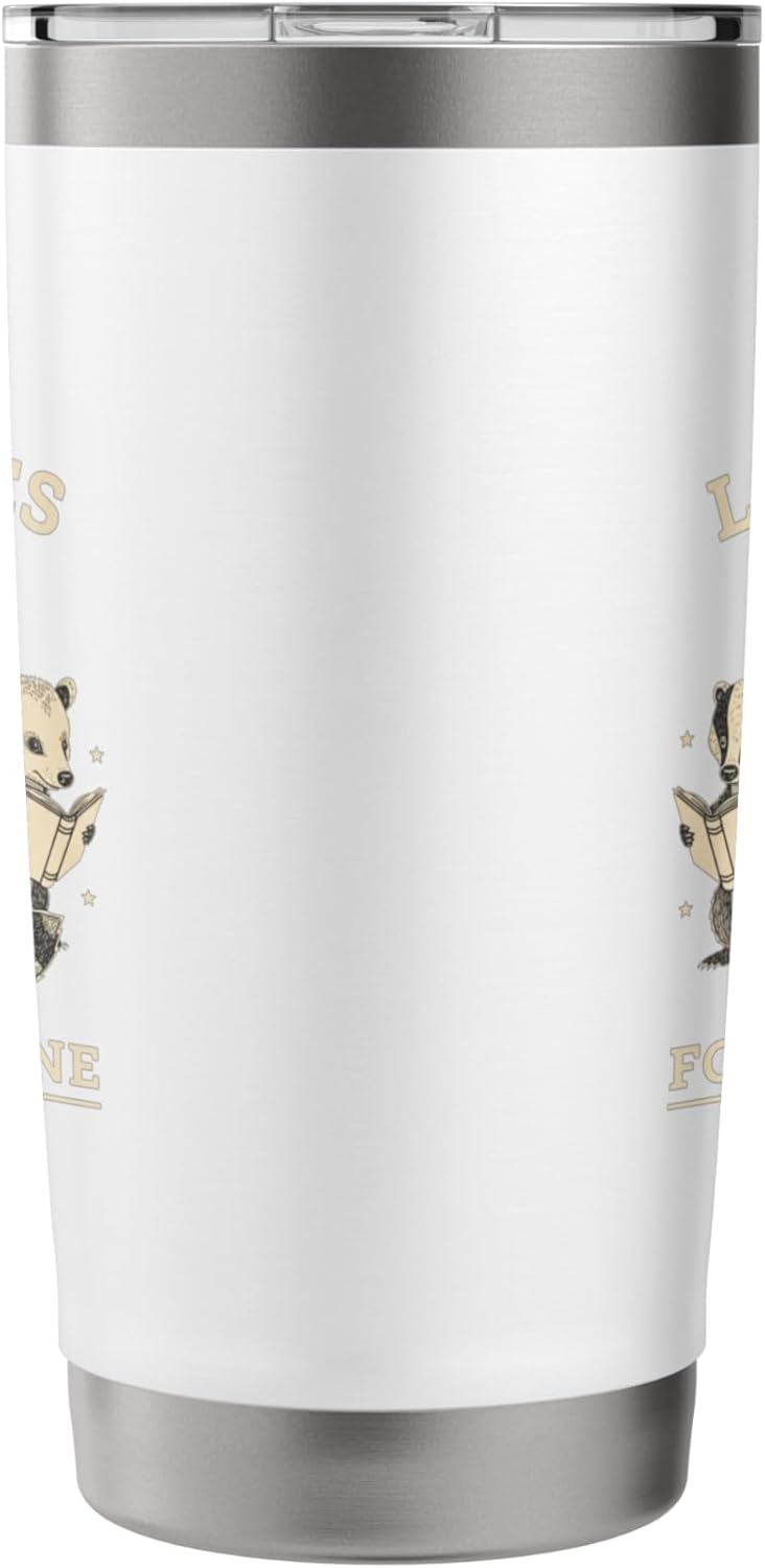 Libraries Are For Everyone Cute Raccoon Badger Opossum Book Stainless Steel Insulated Tumbler