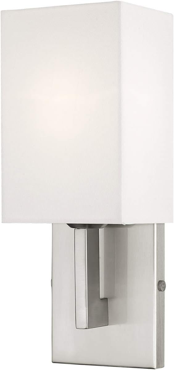 Livex Lighting 51101-91 Transitional One Light Wall Sconce from Hollborn Collection in Pwt, Nckl, B/S, Slvr. Finish, Brushed Nickel