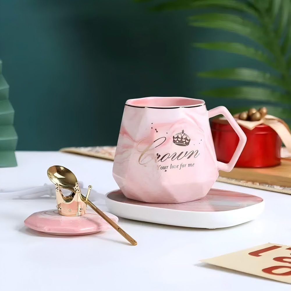 Coffee Mug Wamer, Beverage Warmer,Lovely ins Coffee Cup with Warmer Set, Auto On/Off Gravity-Induction Coffee Tea Water Milk Warmer with Mug for Office Home Use (Pink)
