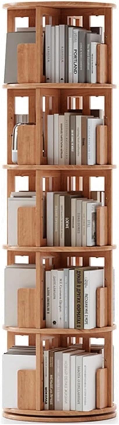360° Rotating Bookshelf - 5-Tier Floor-to-Ceiling Bookcase, Space-Saving Home Organizer, Reliable & Stable Storage for Books & Decor, Ideal for Living Room & Office