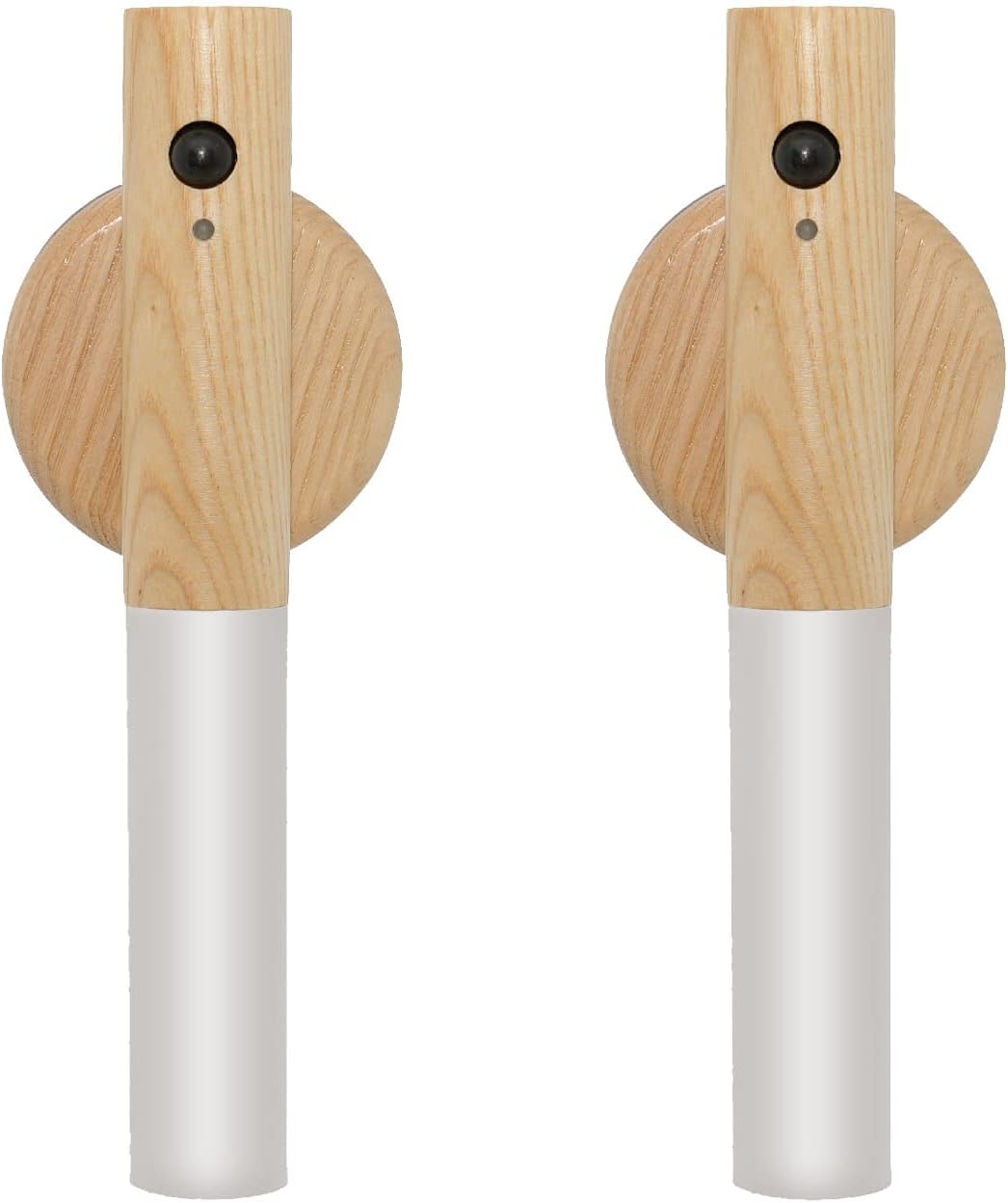 Motion Sensor Wall Sconces, Smart Portable Sensor Night Light Wood USB Rechargeable Magnetic Night Light (White Ash Wood 2PCS)