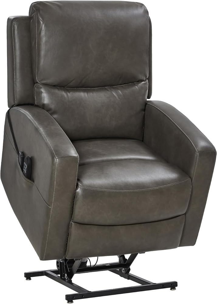 Dual Motor Power Lift Recliner Chair for Elderly Adults with Massage Heat Lay Flat Infinite Position Leather Reclining Sofa USB Ports Comfortable Living Room Furniture