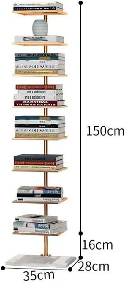 Metal Spine Book Tower - 6/8 Tier Invisible Bookshelf, Corner Suspension Design, Modern Bookcase for Living Room, Home Office, Study - Stylish and Space-Saving Storage Solut