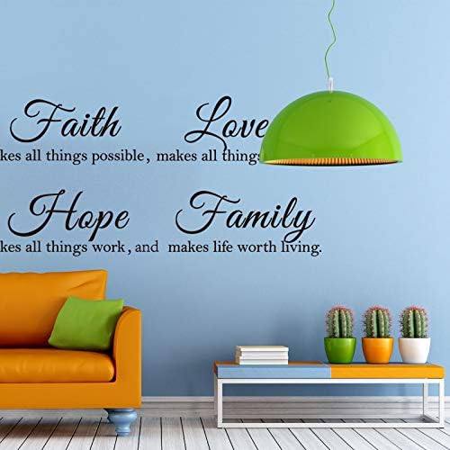 Zonon Vinyl Wall Quote Stickers Love Faith Hope Family Inspirational Stickers Motivational Wall Decals Bible Verse Butterfly Sayings for Home Room School Decorations(Classic Color)