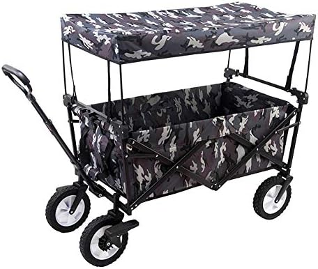 Trolleys, Foldiheavy Duty Wagon with Removable Canopy Trolley Utility Transport Trailer with Pull Handle for Outdoor Garden Beach Park Shoppifestival Campigardening/C