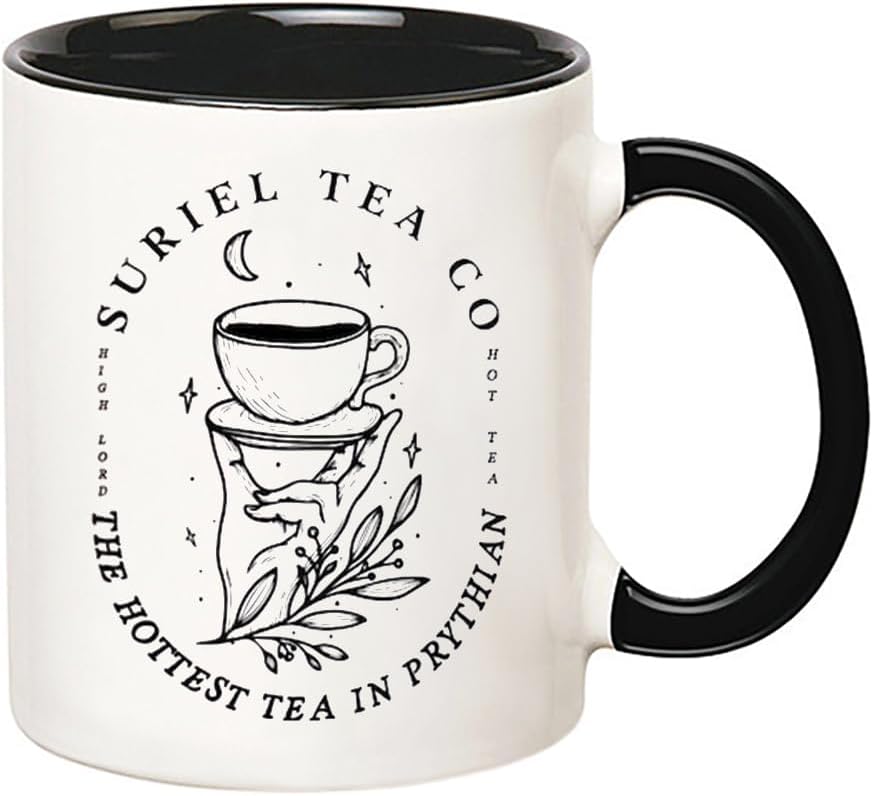 Suriel Tea Co Banned Books Mugs, Bookish Gift Booktok Mug, Reading Gifts for Librarian Cup Book Lover Gift, 11 Oz Novelty Coffee Mug, Black