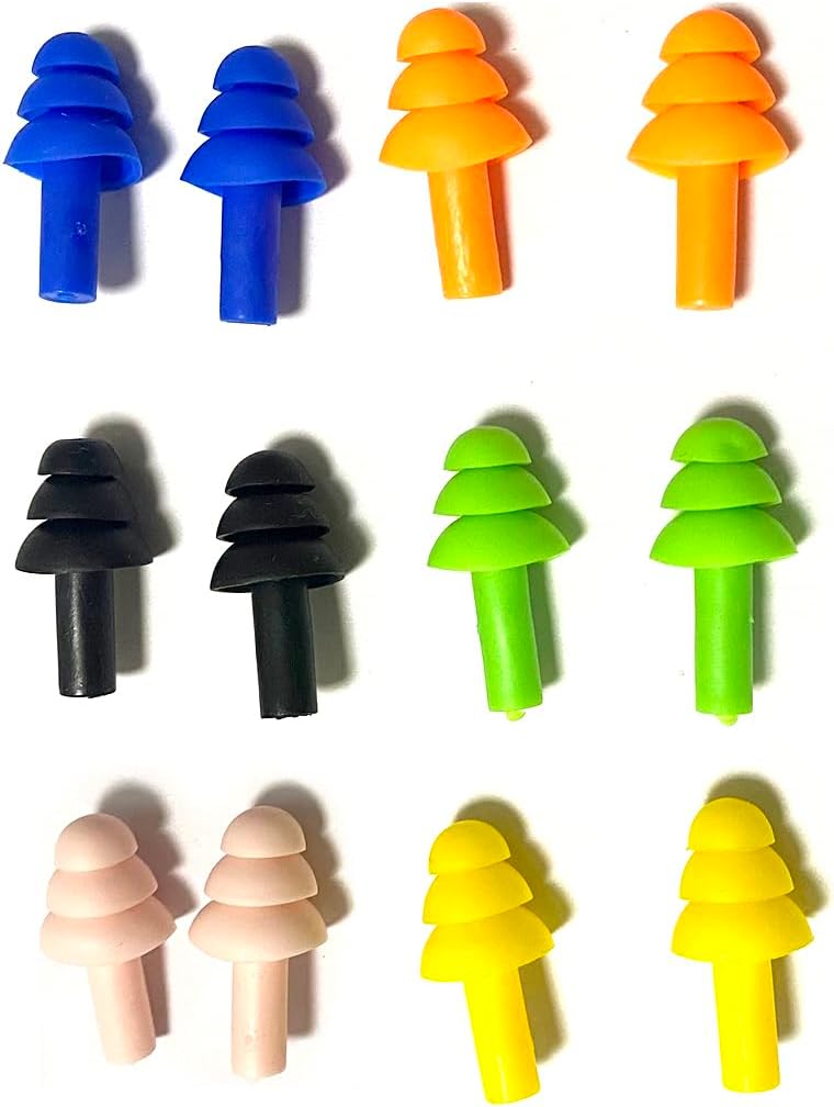 6 Pairs Reusable Silicone Swimming Earplugs Silicone Noise Cancelling Ear Plugs Waterproof Earplugs for Swimming and Sleeping,Learning, Hearing Protection, Concerts, Shooting
