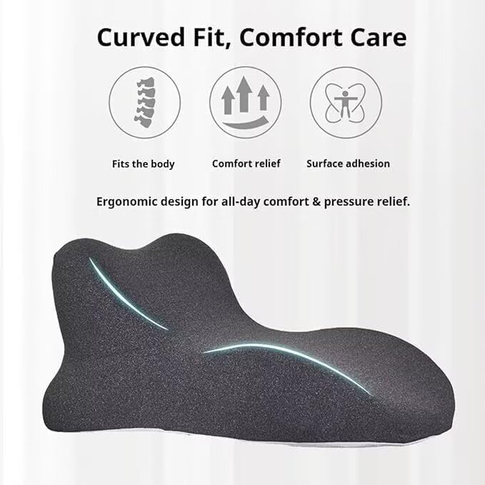 27° Angle Perfect Position Ergonomic Memory Foam Wedge Pillow, Provides Waist and Neck Contoured Support (Dark Gray)