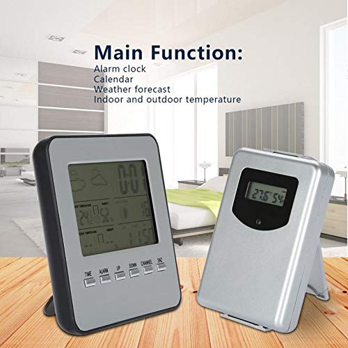 Digital Weather Station Alarm Clock Thermometer Hygrometer Outdoor Indoor Temperature Measurer