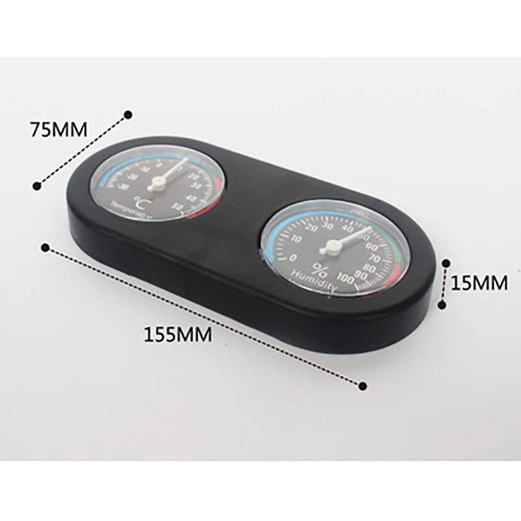 Classic Black Humidity Round Wall Outdoor Indoor Thermometer Clock Hygrometer for Patio, Swimming Pool, Garage