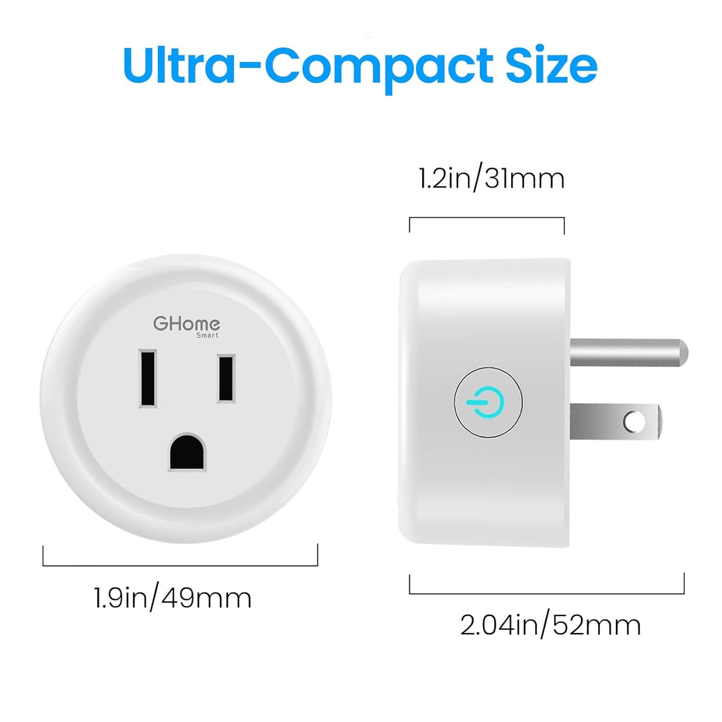 GHome Smart Plug 15A 5G Hz and 2.4GHz Wi-Fi, Compatible with Alexa & Google Home & IFTTT, No Hub Required, UL/ETL/FCC Certified,Remote Control, Timer,White [4 Pack]