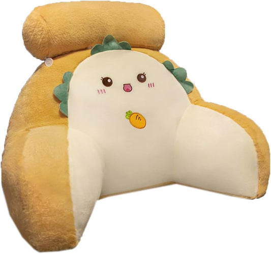 Tingting's Dream Office Chair Lumbar Support Pillow Cartoon Plush Back Cushion Soft Sofa Bed Rest Reading Pillow Head Feet Rest Cushions (Yellow, 65×40CM/25.59"×15.7")