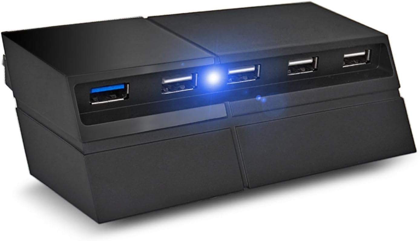 TNP 5 Port USB Hub for PS4 - USB 3.0/2.0 High-Speed Extender Adapter Accessories Expansion Hub Connector Splitter Expander for PlayStation 4 Gaming Console (Not for PS4 Slim, PS4 PRO)