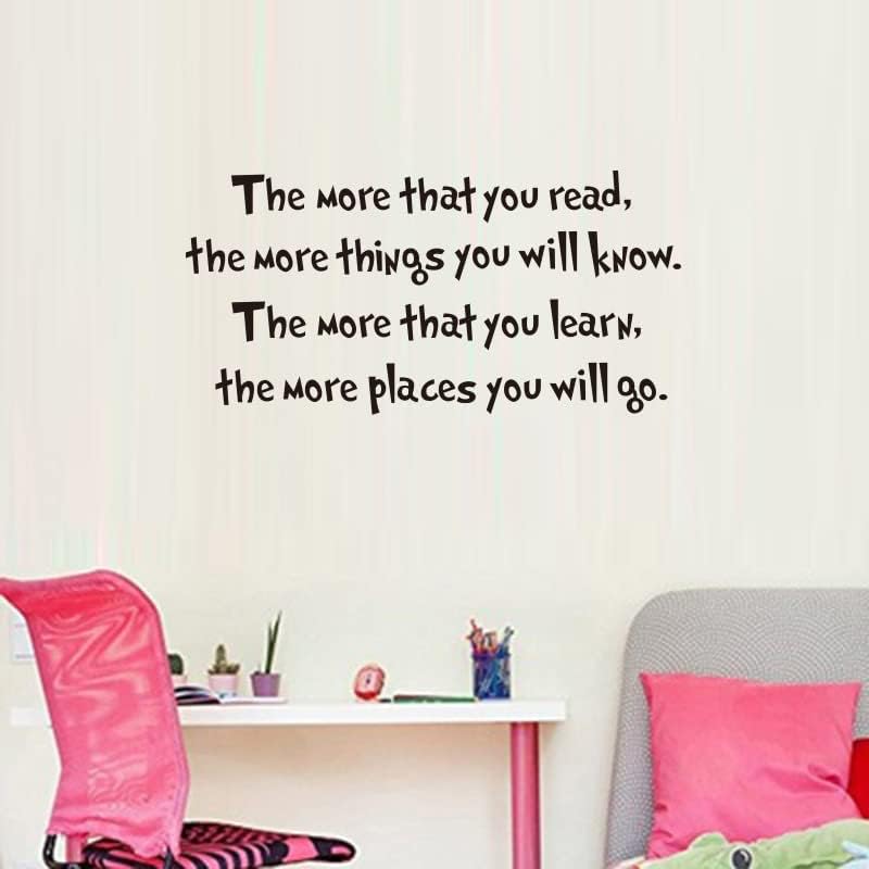 The More That You Read The More Things You Will Know Wall Sticker Art Quote Decals Home Decor (22.4''x11'')