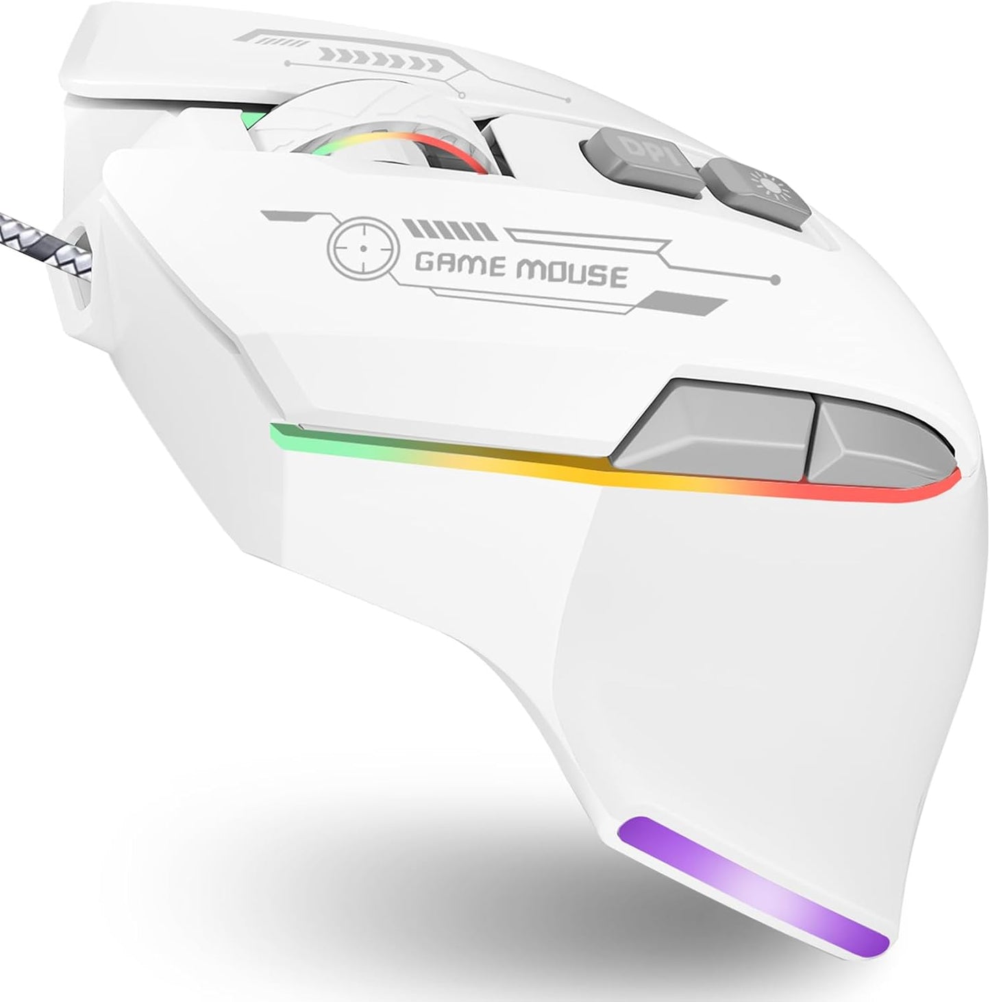 Gaming Mouse, Wired Gaming Mouse with RGB Backlit, 7200DPI Adjustable, PC Gaming Mice with 7 rogrammable Macro Buttonsg, Ergonomic Mouse Gamer for PC, Desktop, Mac，Laptop, Chromebook.