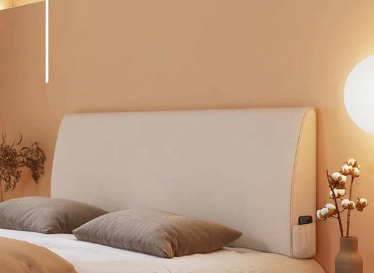 Large Cotton Linen Headboard Bed Backrest Pillow Filled Soft Wedge Cushion Wall Pillows Positioning Support Reading Pillow(Size:Paste 70.8"/180cm,Color:Beige)