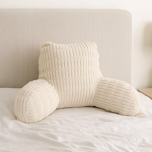 Comfy Reading Pillow with Arms - Supportive Backrest for Bed and Floor Lounging, Perfect for Reading and Relaxing