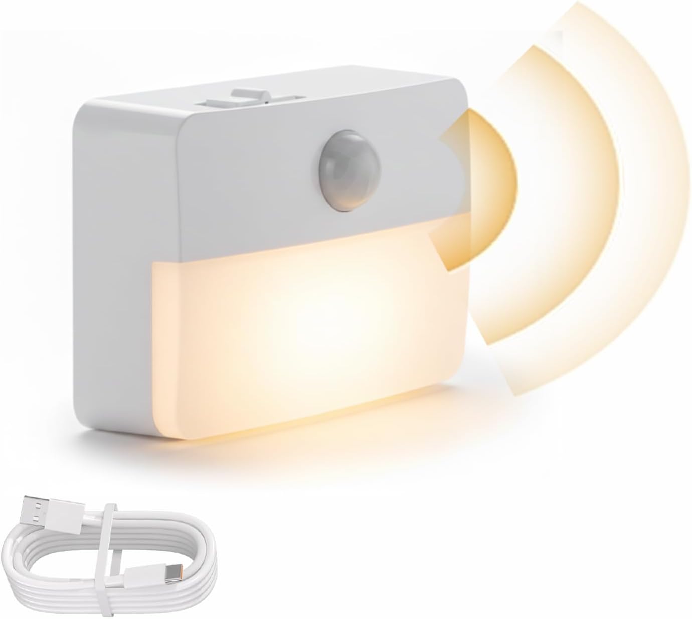 Motion Sensor Night Light Indoor, Rechargeable LED Stair Lights, Warm White Stick-On Wireless Closet Lights, Battery Operated Hallway, Cabinet, Bedroom, Kitchen Lamp